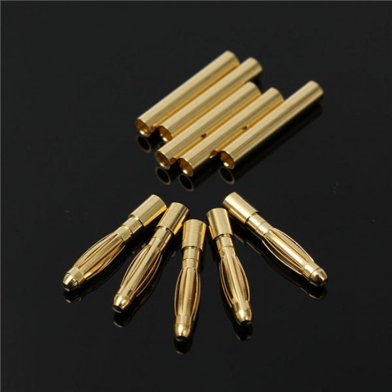 5 Pair 2mm Gold Bullet Connectors Banana Plugs For RC Car/Drone Lipo Battery 5 Pair 2mm Gold Bullet Connectors Banana Plugs For RC Car/Drone Lipo Battery