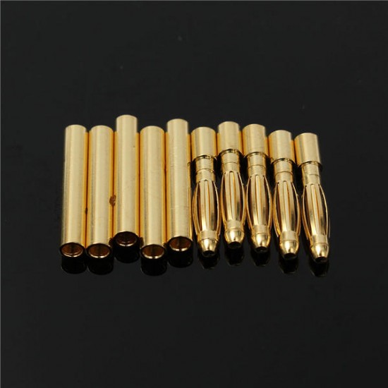 5 Pair 2mm Gold Bullet Connectors Banana Plugs For RC Car/Drone Lipo Battery 5 Pair 2mm Gold Bullet Connectors Banana Plugs For RC Car/Drone Lipo Battery