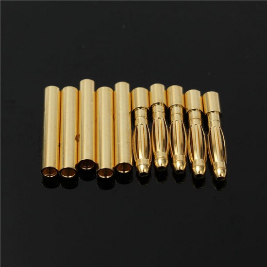 5 Pair 2mm Gold Bullet Connectors Banana Plugs For RC Car/Drone Lipo Battery