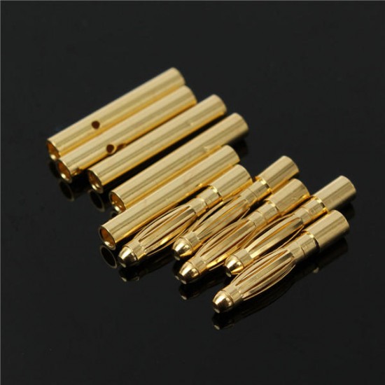 5 Pair 2mm Gold Bullet Connectors Banana Plugs For RC Car/Drone Lipo Battery