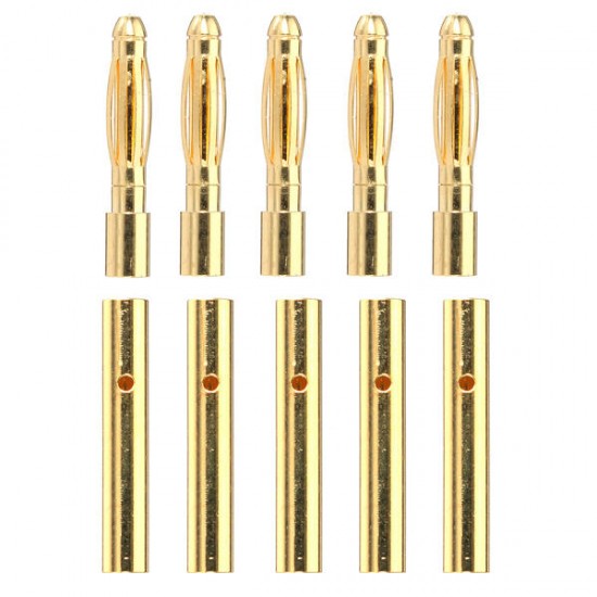 5 Pair 2mm Gold Bullet Connectors Banana Plugs For RC Car/Drone Lipo Battery 5 Pair 2mm Gold Bullet Connectors Banana Plugs For RC Car/Drone Lipo Battery
