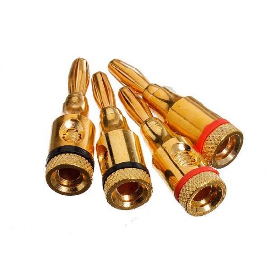5X4pcs 4mm Speaker Banana Plug Audio Jack Cable Connector Adapter Gold