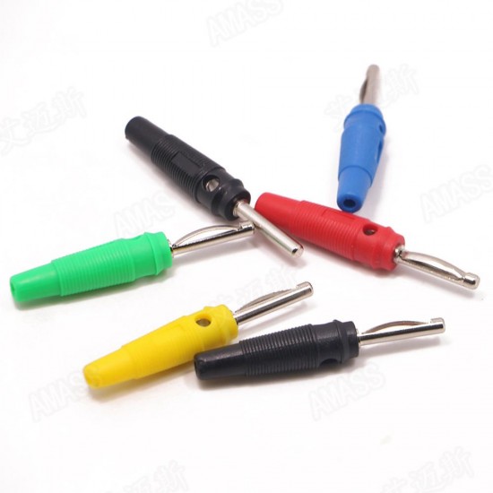 5 Colors 4mm Nickel Plated Copper Banana Plug Connector With PVC Rubber Sheath