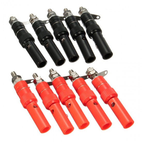 10 Pairs 4mm Terminal Banana Plug Socket Jack Connectors Instrument Light Tools Black and Red