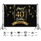 30/40/50th Happy Birthday Black Photography Backdrop Gold Photo Background Props Party Decoration