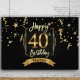 30/40/50th Happy Birthday Black Photography Backdrop Gold Photo Background Props Party Decoration