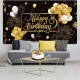 Black Gold Balloon Birthday Backdrop Party Photography Background Banner Decor