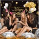 Black Gold Balloon Birthday Backdrop Party Photography Background Banner Decor