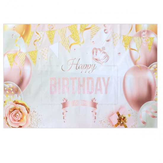 Happy Birthday Decorations Banner Large Rose Gold Balloons Backdrop Theme Poster