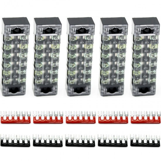 5/6/12 Positions Dual Rows 600V 15A Wire Barrier Block Terminal Strip Power Distribution Terminal