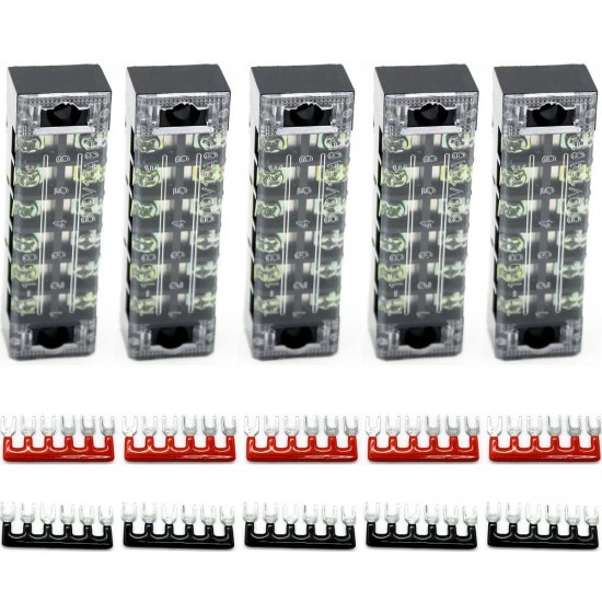 5/6/12 Positions Dual Rows 600V 15A Wire Barrier Block Terminal Strip Power Distribution Terminal