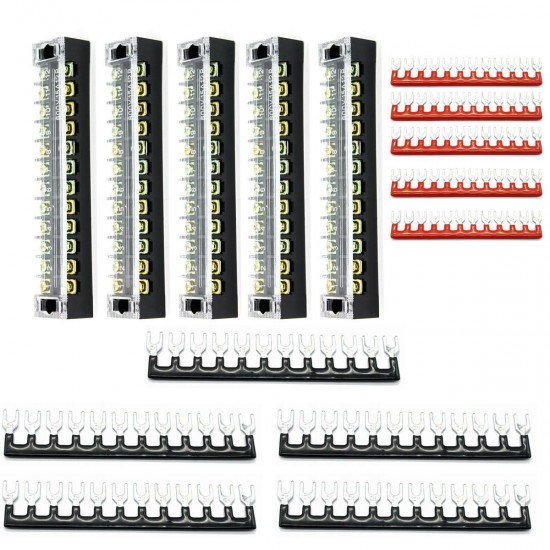 5/6/12 Positions Dual Rows 600V 15A Wire Barrier Block Terminal Strip Power Distribution Terminal