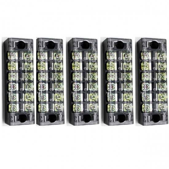 5/6/12 Positions Dual Rows 600V 15A Wire Barrier Block Terminal Strip Power Distribution Terminal