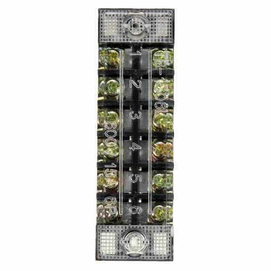 600V 15A 6 Position Double Row Wire Barrier Block Screw Terminal Strip Panel 600V 15A 6 Position Double Row Wire Barrier Block Screw Terminal Strip Panel