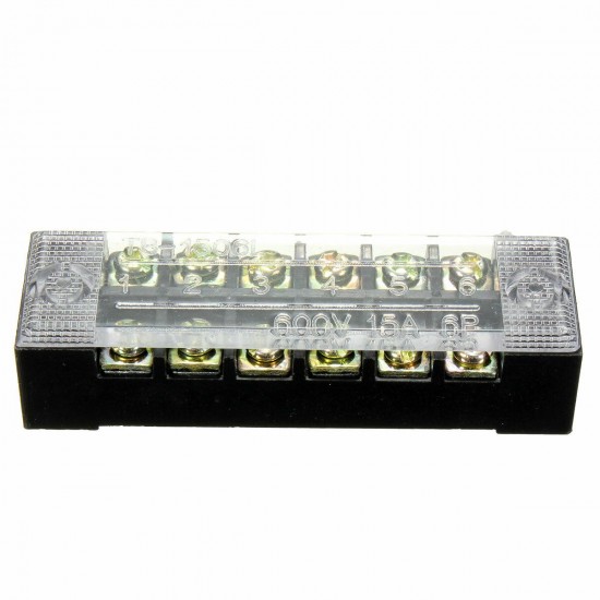 600V 15A 6 Position Double Row Wire Barrier Block Screw Terminal Strip Panel 600V 15A 6 Position Double Row Wire Barrier Block Screw Terminal Strip Panel