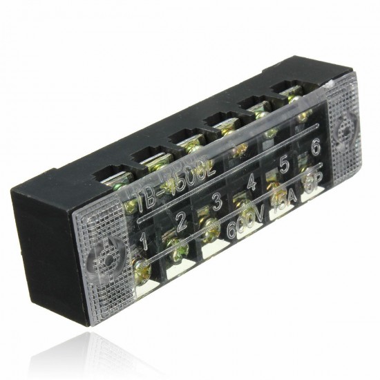 600V 15A 6 Position Double Row Wire Barrier Block Screw Terminal Strip Panel 600V 15A 6 Position Double Row Wire Barrier Block Screw Terminal Strip Panel