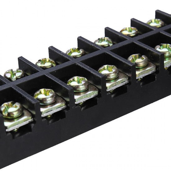 Dual 12 Position 15A 600V Screw Terminal Strip Covered Barrier Block