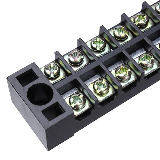 Dual 12 Position 15A 600V Screw Terminal Strip Covered Barrier Block