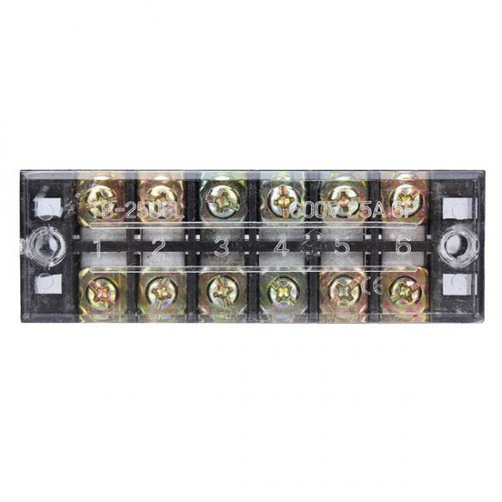 Dual 6 Position 25A 600V Screw Terminal Strip Covered Barrier Block
