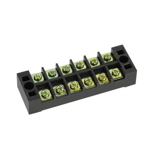 TB-2506 600V 25A 6 Position Terminal Block Barrier Strip Dual Row Screw Block Covered W/ Removable Clear Plastic Insulating Cover