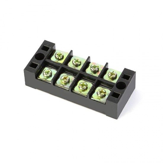 TB4504 600V 45A 4 Position Terminal Block Barrier Strip Dual Row Screw Block Covered W/ Removable Clear Plastic Insulating Cover