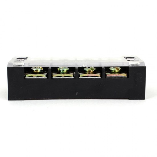 TB4504 600V 45A 4 Position Terminal Block Barrier Strip Dual Row Screw Block Covered W/ Removable Clear Plastic Insulating Cover TB4504 600V 45A 4 Position Terminal Block Barrier Strip Dual Row Screw Block Covered W/ Removable Clear Plastic Insulating Cover