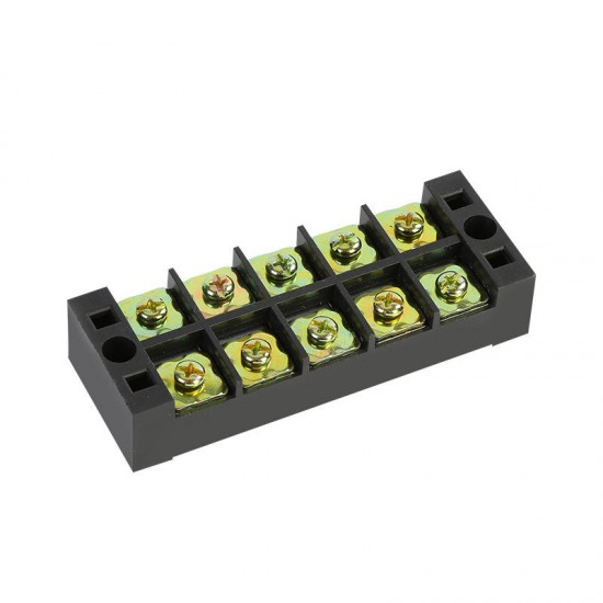 TB4505 600V 45A 5 Position Terminal Block Barrier Strip Dual Row Screw Block Covered W/ Removable Clear Plastic Insulating Cover TB4505 600V 45A 5 Position Terminal Block Barrier Strip Dual Row Screw Block Covered W/ Removable Clear Plastic Insulating Cover