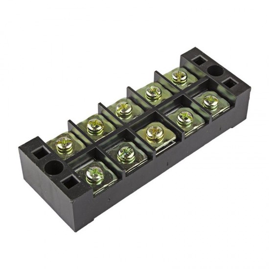 TB4505 600V 45A 5 Position Terminal Block Barrier Strip Dual Row Screw Block Covered W/ Removable Clear Plastic Insulating Cover