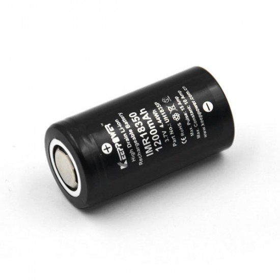 1Pcs 18350 Battery IMR18350 10A Discharge 1200mAh UH1835P Unprotected Rechargeable Li-ion Battery for All 18350 Flashlights