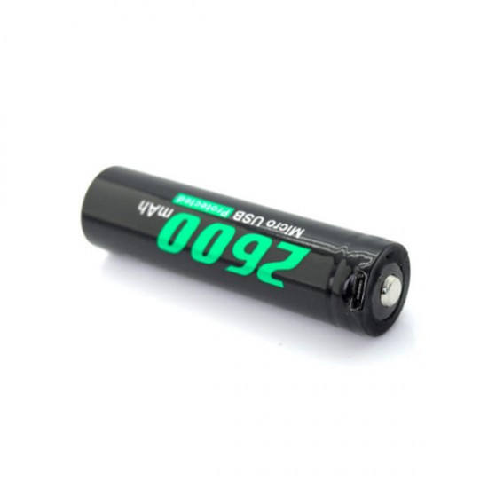 1Pcs 18650USB 3.7v 2600mAh Rechargeable Li-ion 18650 Protected Battery with Built-In Micro USB Port