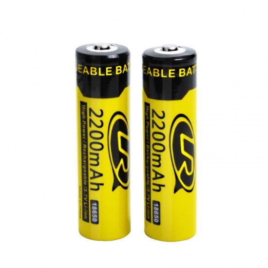 2PCS LR 18650 3.7V 2200mAh Rechargeable Lithium Battery for Flashlight Tools