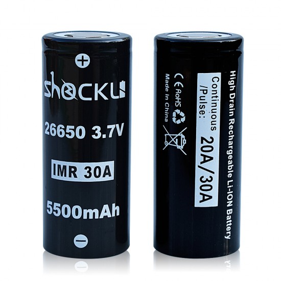 2PCS IMR 26650 3.7V 5500mah 30A Discharge Rechargeable Li-ion Battery-Flat top