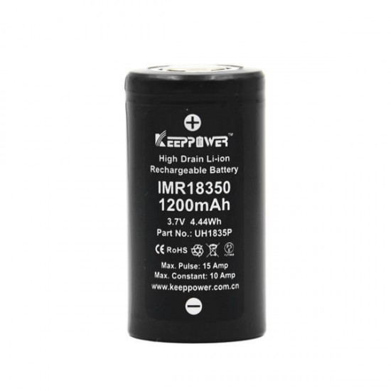 2Pcs IMR18350 10A Discharge 1200mAh Rechargeable 18350 Battery for All 18350 Flashlights