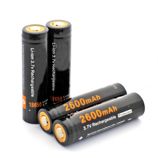 2Pcs 18650P 2600mah 3.7v 18650 Li-ion Lithium Battery With Protected PCB + Battery Case