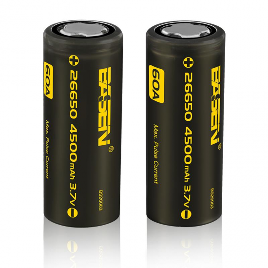 2pcs BS26003 26650 4500mah 3.7V 60A Unprotect Flat Top Rechargeable Li-ion Battery