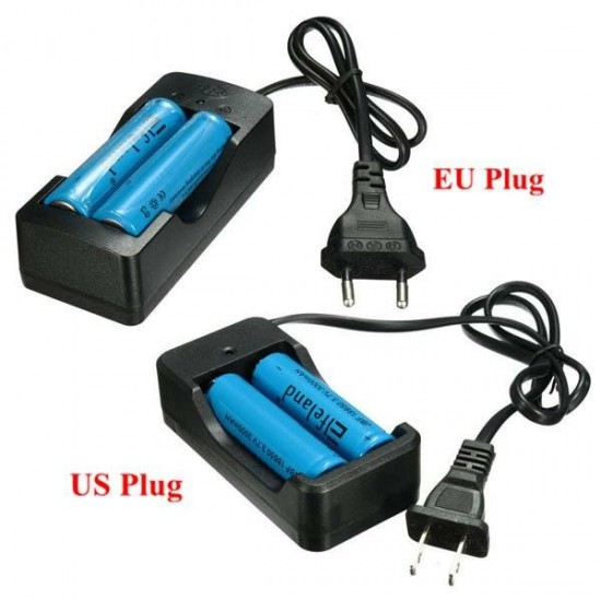 2x 3.7V 3000mAh 18650 Li-ion Battery + EU/US Plug Charger