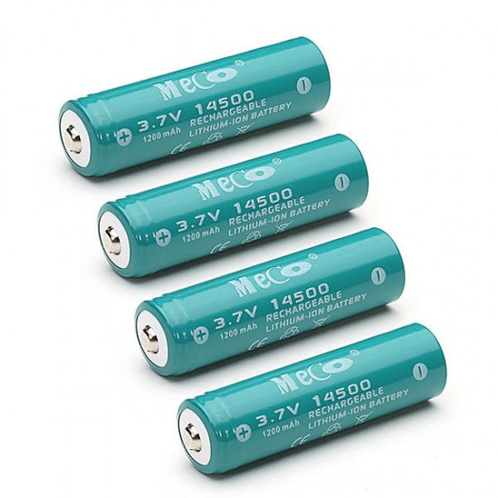 4pcs 3.7V 1200mAh Rechargeable 14500 Li-ion Battery