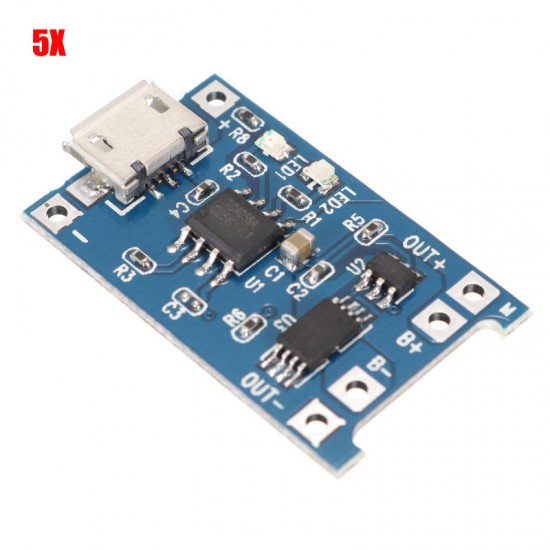 5pcs 3.2V/3.7V/4.2V USB Li-ion Battery Charger Module Board Protected Upgrade Version