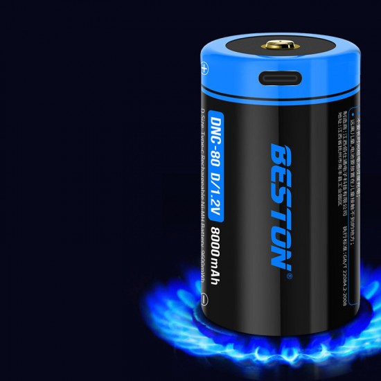 1.2AV 8000mAh Energizer Max D Batteries USB Rechargeable Six Protections Alkaline D Cell Batteries
