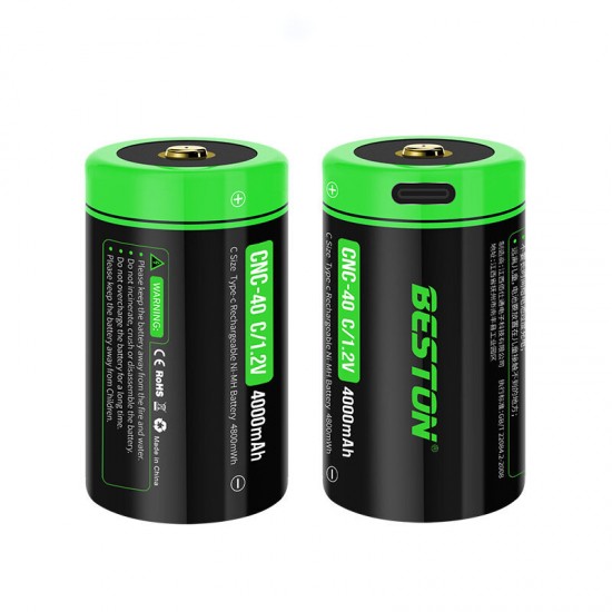 CNC-4 1.2AV 4000mAh Energizer Max C Battery USB-C QC Rechargeable Six Protections Alkaline C No.2 Cell