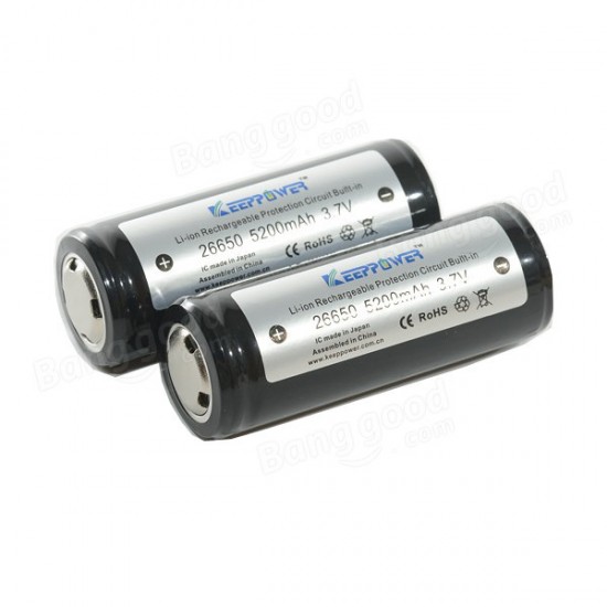 ICR26650 5200mAh 3.7v Protected Rechargeable Li-ion Battery 71.1cm