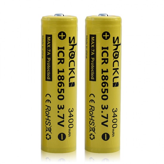 18650 3400mAh Protected Button Top 3.7V Rechargeable Battery for Flashlight E cigs -2pcs+Battery Case