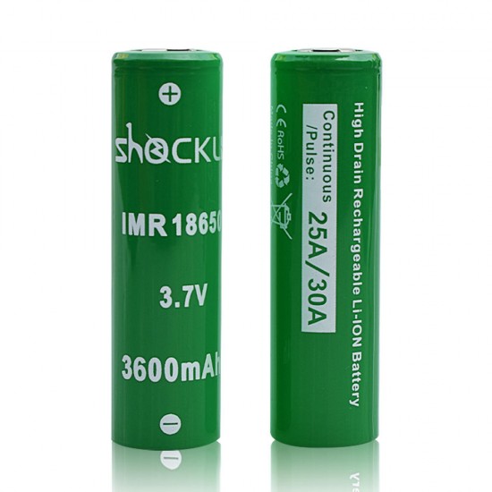 18650 3600mAh Flat Top High Drain 20A 3.7V Li-ion Rechargeable Battery For Flashlight E Cigs - 2PCS+Battery Case