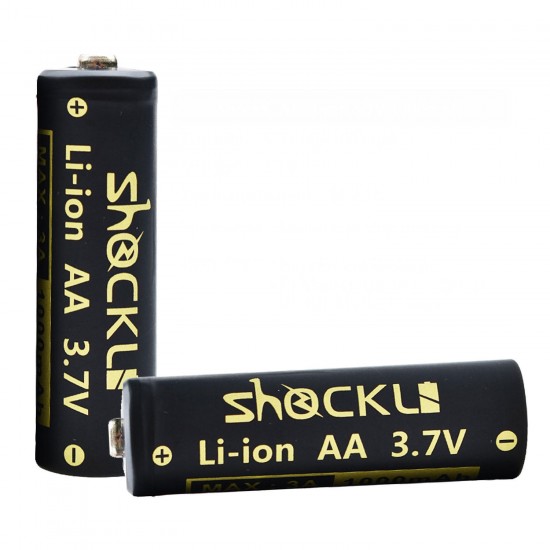 14500 1000mAh Button Top Unprotected 5A 3.7V Li-ion Rechargeable Battery - 2PCS+battery case