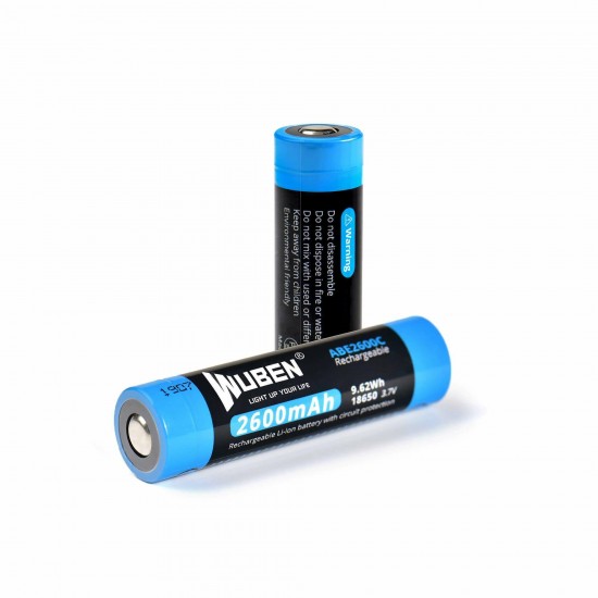 ABE2600C 18650 2600mAh Rechargeable Li-ion Battery with Protection Board High Capacity LED Flashlight Battery