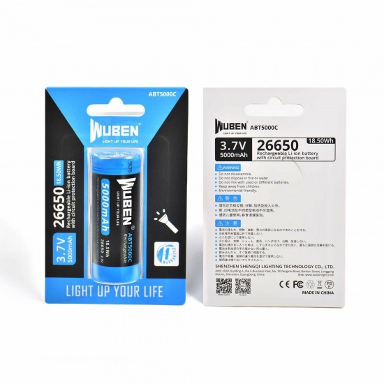 ABT5000C 26650 5000mAh Rechargeable Protected Lithium Battery Large Capacity Li-ion Battery For LED Flashlight