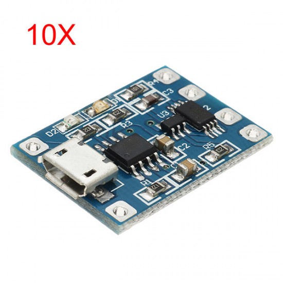 10Pcs Micro USB TP4056 Charge And Discharge Protection Module Over Current Over Voltage Protection 18650