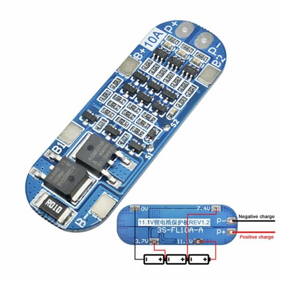 3S 10A 11.1V 12V 12.6V Lithium Battery Charger Protection Board Module for 18650 Li-ion Lipo Battery Cells BMS 3.7V 3S 10A 11.1V 12V 12.6V Lithium Battery Charger Protection Board Module for 18650 Li-ion Lipo Battery Cells BMS 3.7V