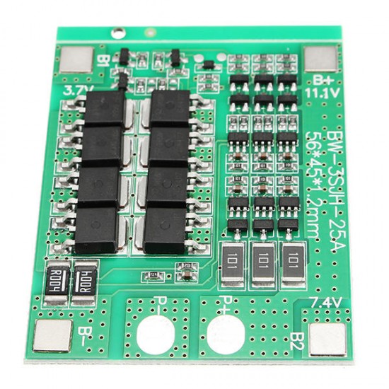 3pcs 3S 12V 25A 18650 Lithium Battery Protection Board 11.1V 12.6V High Current With Balanced Circuit Over Charge Over Discharge Over Current And Short Circuit Protection Function