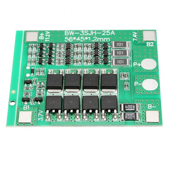 3pcs 3S 12V 25A 18650 Lithium Battery Protection Board 11.1V 12.6V High Current With Balanced Circuit Over Charge Over Discharge Over Current And Short Circuit Protection Function